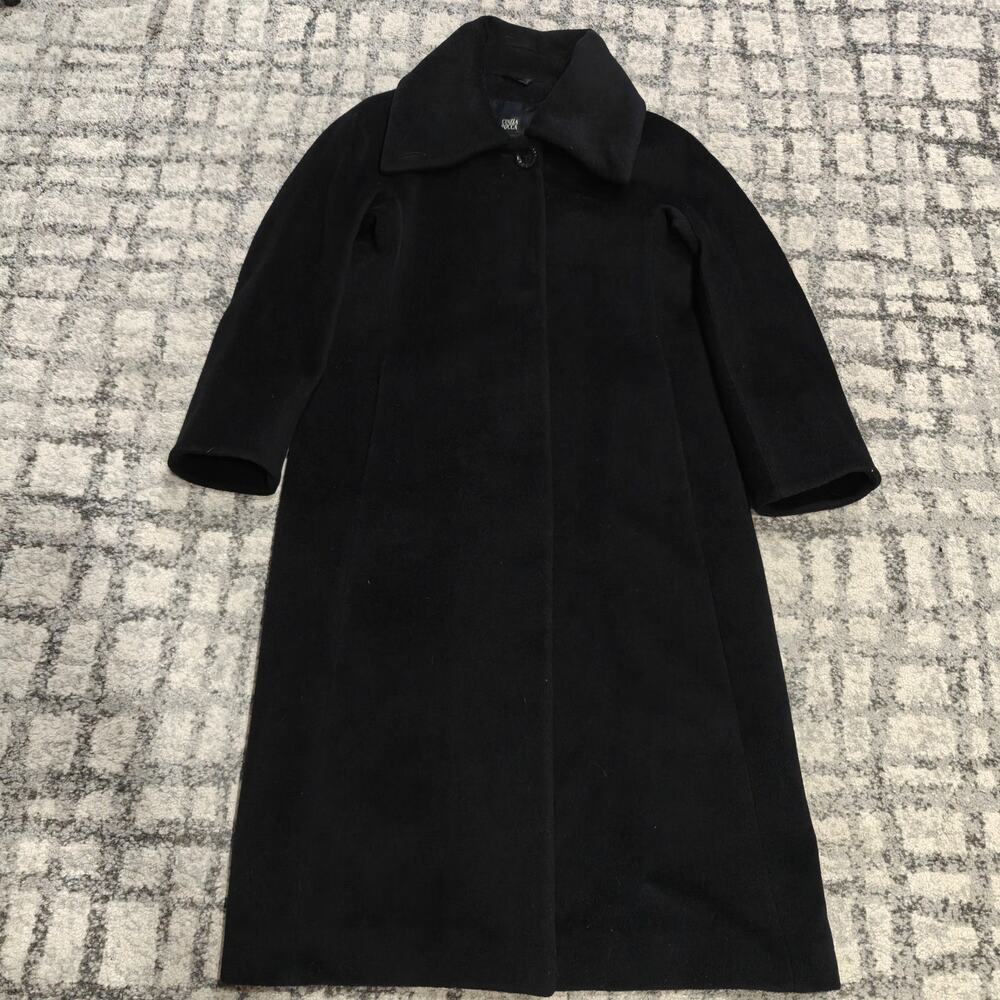 Cinzia Rocca Black Pure Virgin Wool Coat Italian Long Trench Jacket Womens 6